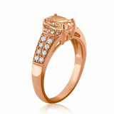 2Ct Oval Cut Peach Morganite Engagement Ring 14K Rose Gold Over Diamond Accents