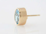 3.2ct Oval Cut Blue Topaz Bezel Set Solitaire Stud Earrings 14k Yellow Gold Over