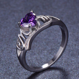 1ct Heart Purple Amethyst Engagement Ring 14k WhiteGold Over Mom Mother Day Gift