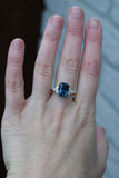 3.5ct Radiant Cut London Blue Topaz Leaf Marquise Accent 14k Yellow Gold Finish