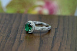 2.2ct Oval Cut Green Emerald Engagement Ring Vintage Halo 14k White Gold Finish