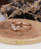 0.4ct Round Cut Diamond Engagement Ring 14k Rose Gold Finish Curved Stackable