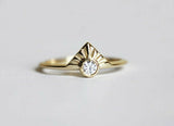 0.4ct Round Cut Diamond Egyptian Pharaoh Crown Wedding Ring 14k Yellow Gold Over