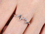 0.1ct Round Cut Diamond Love Heart Beat Promise Ring Band 14k White Gold Finish