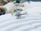 2.5ct Engagement Ring Cushion Cut Diamond Solitaire Design 14k White Gold Finish