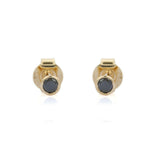 0.4ct Stud Earrings Round Black Diamond Bezel Set Solitaire 14k Yellow Gold Over