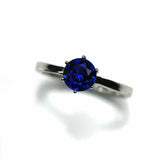 1ct Round Cut Blue Sapphire Engagement Ring 6 Prong Solitaire 14k WhiteGold Over