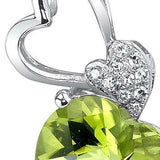 1Ct Heart Cut Green Peridot Eternal Love Pendant 14K White Gold Finish NO CHAIN