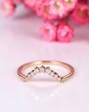 0.7ct Round Cut VVS1 Diamond Wedding Band Minimalist Curved 14k Rose Gold Finish