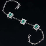 7ct Oval Cut Green Emerald Stylish Women Chain Bracelet 14k White Gold Finish