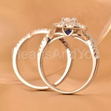 2ct Heart Cut Simulated Diamond Dual Halo Engagement Ring 14k White Gold Plated