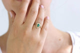 1.5ct Pear Cut Green Emerald Engagement Ring 14k Yellow Gold Finish Bridal Set