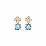 2ct Drop Earrings Round Cut Aquamarine Partywear Design 14k Rose Gold Finish