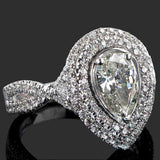 2ct Pear Cut Diamond Engagement Ring Dual Halo Split Band 14k White Gold Finish