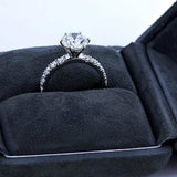 4Ct Round Cut Diamond Accents Solitaire Engagement Ring 18K White Gold Finish