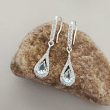 2.7ct Drop Earrings Pear Cut Blue Aquamarine Tear Water Drop 14k White Gold Over