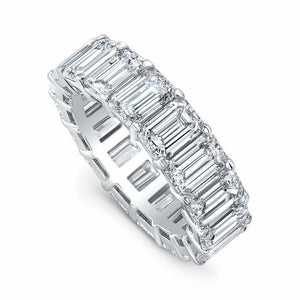 7Ct Emerald Cut Diamond Gatsby Full Eternity Wedding Band 18K White Gold Finish