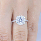 1.6ct Round Cut VVS1D Diamond Accents Halo Engagement Ring 14k White Gold Finish