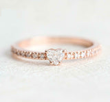 0.5ct Heart Cut VVS1D Diamond Engagement Ring Round Accents 14k Rose Gold Finish