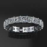 Full Eternity Wedding Ring Band 3ct Asscher Cut Diamond 14k White Gold Finish