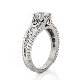 2.6ct Round Cut Diamond Engagement Ring 14k White Gold Finish Art Deco Filigree