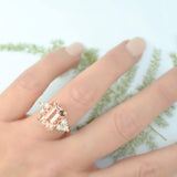 1.5ct Emerald Cut Peach Morganite Diamond Engagement Ring 14k Rose Gold Finish