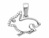 0.12ct Round Cut VVS1 Diamond Pendant Rabbit Design 14k White Gold Over NO CHAIN