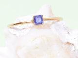 0.5ct Engagement Ring Princess Cut Blue Tanzanite Solitaire 14k Rose Gold Finish