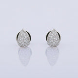 1.7ct Stud Earrings Round Cut Diamond Cluster Design 14k White Gold Finish