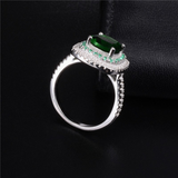 2ct Cushion Cut Green Emerald Engagement Ring 14k White Gold Finish Double Halo