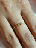 0.6ct Engagement Ring Baguette Cut Yellow Citrine Trilogy 14k Yellow Gold Finish