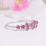 1.5ct Round Cut Pink Ruby Engagement Ring Promise Cluster 14k White Gold Finish