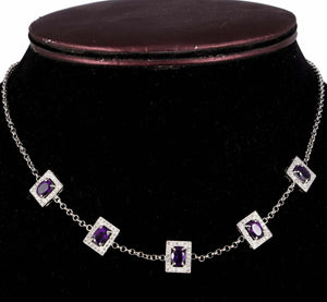 2.4ct Purple Amethyst Pendant Chain Oval Cut Partywear 14k White Gold Finish