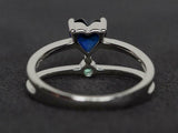 1.4ct Engagement Ring Heart Cut Blue Sapphire Split Shank 14k White Gold Finish