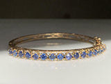 5ct Round Cut Blue Sapphire Filigree Bracelet 14K Yellow Gold Finish