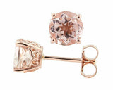 0.5ct Round Cut Peach Morganite Classic Stud Earrings Women 14k Rose Gold Finish