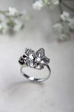 0.5ct Round Cut Diamond Engagement Ring Flower Statement 14k White Gold Finish