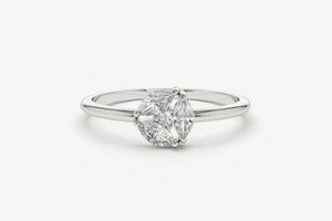 0.4ct Engagement Ring Marquise Diamond Cluster Minimalist 14k White Gold Finish