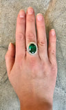 1.5ct Engagement Ring Oval Cut Green Emerald Halo Solitaire 14k WhiteGold Finish