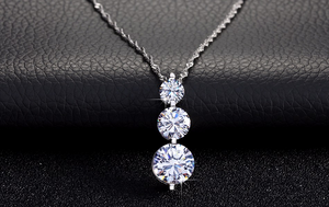 2.5ct Round Cut Diamond 3 Stone Elegant Pendant 14k White Gold Finish NO CHAIN