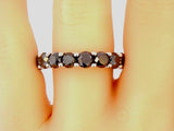 6.5ct Round Cut Black Diamond Full Eternity Wedding Band 14K White Gold Finish