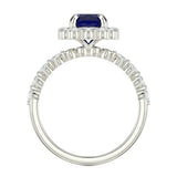 2.5ct Oval Cut Blue Sapphire Engagement Ring Diamond Floral 14k WhiteGold Finish