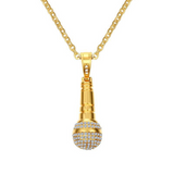 1.2ct Round Cut Diamond Mike Shape Unique Pendant Chain 14k Yellow Gold Finish