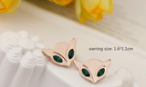 1Ct Marquise Cut Green Emerald Fox Eyes Stud Earrings Women 14K Rose Gold Finish