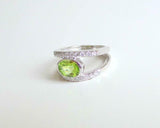 2.5ct Oval Cut Green Peridot Dual Shank Solitaire Accent Ring 14k WhiteGold Over