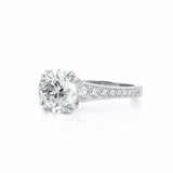 2.3ct Round Cut Diamond Solitaire Ring 14k White Gold Finish with Round Accents