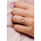 3.3ct Cushion Cut Peach Morganite Engagement Ring Solitaire 14k Rose Gold Finish