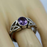 2ct Oval Purple Amethyst Engagement Ring Celtic Trinity Knot 14k White Gold Over