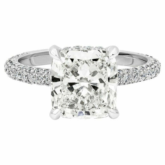 1.6ct Cushion Cut Diamond Engagement Ring Accent Solitaire 14k White Gold Finish