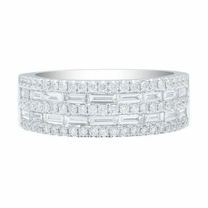 4Ct Baguette Cut Diamond 5 Row Half Eternity Wedding Band 14K White Gold Finish